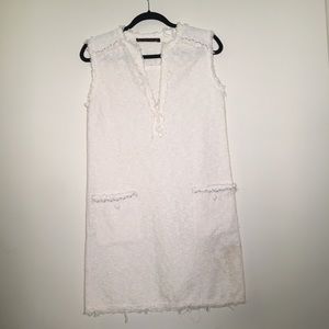 Chanel-esque White Tweed Dress